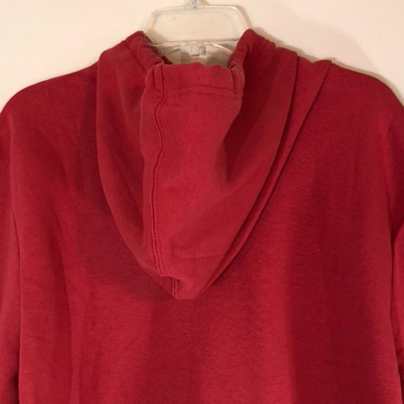 GAP Red Pullover Hoodie Navy Applique Drawstring Hood Kangaroo Pocket SZ L NWT - Picture 5 of 8